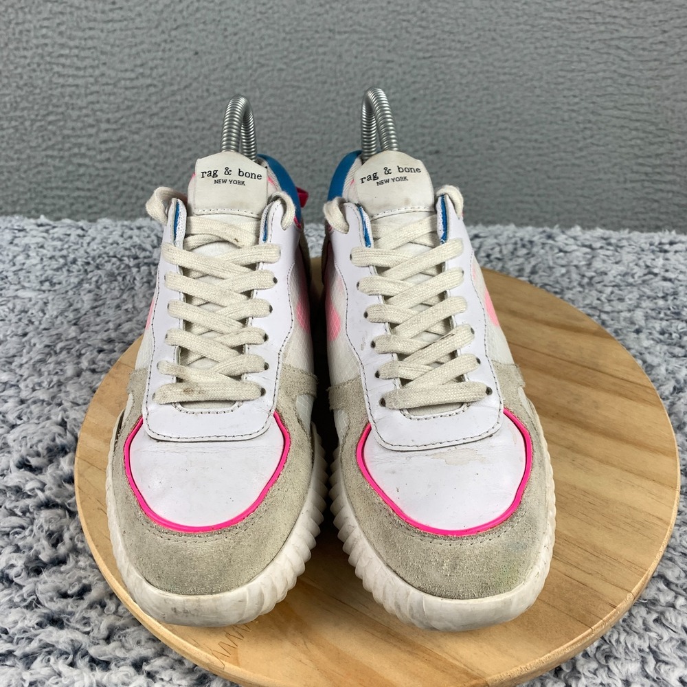 Rag & Bone Retro Runner 2.0 Sneakers Women's EU 36 US 6 White Pink Multi Low Top - Picture 2 of 12
